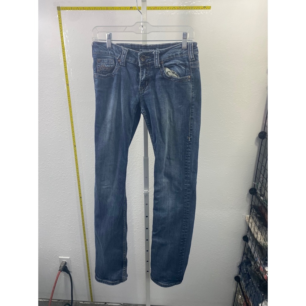 Cowgirl Tuff Co Womens Blue Denim Slim Straight Leg Western Jeans Size 27x31